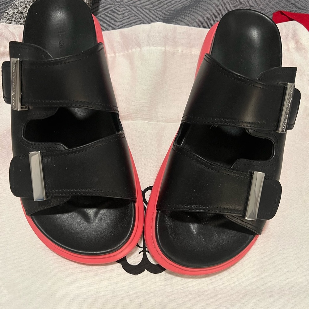 Black and pink Alexander McQueen sandals